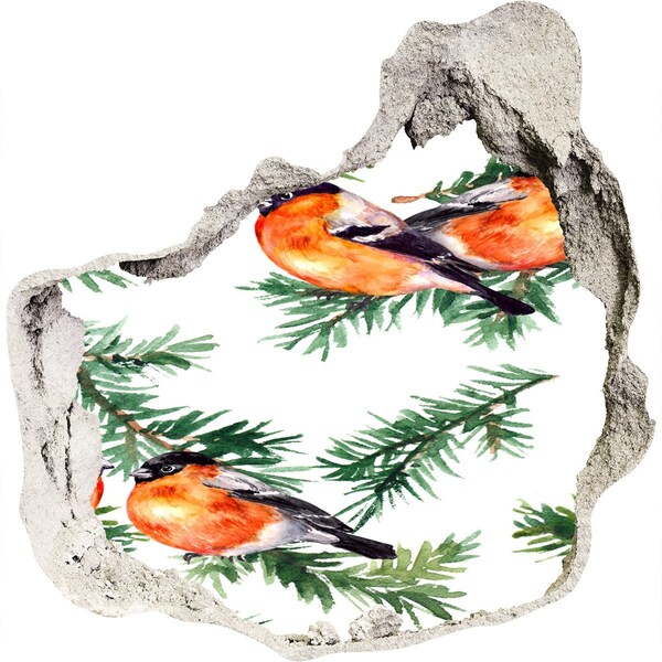 Sticker trou dans le mur Oiseaux sur fond vert