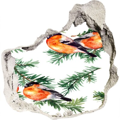 Sticker trou dans le mur Oiseaux sur fond vert