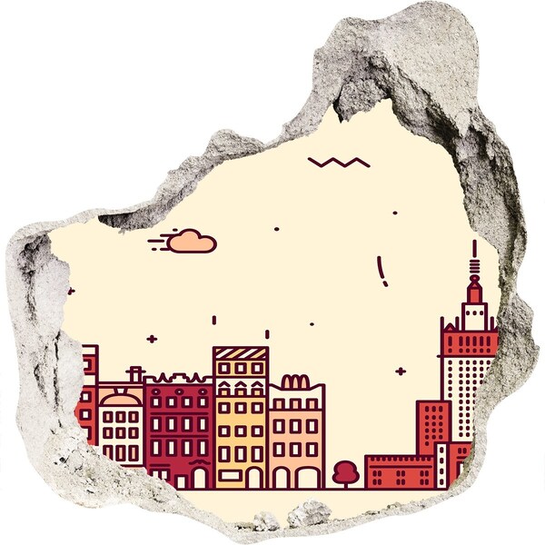 Autocollant mural trou La ville derrière le mur