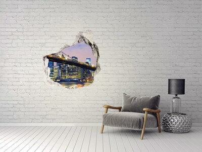 Autocollant à effet 3d trou Le pont de Brooklyn la nuit