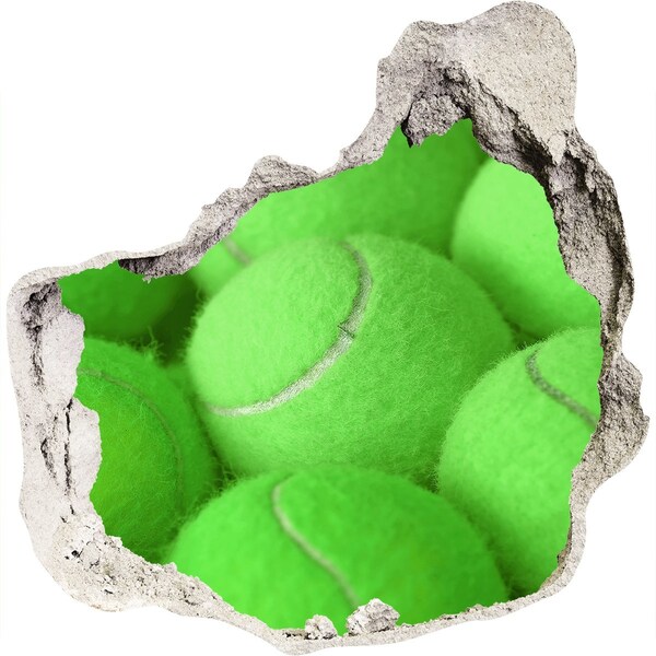 Autocollant mural trou Des balles de tennis vertes derrière le mur