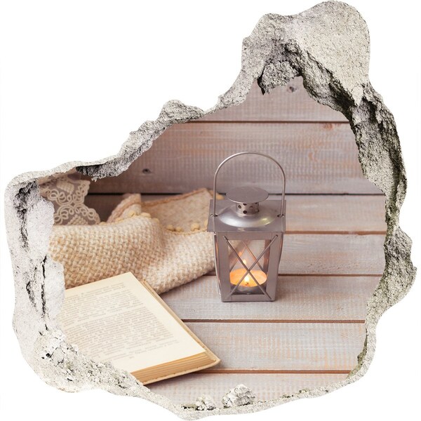 Autocollant à effet 3d trou Un coin douillet avec une lanterne