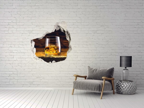 Sticker mural effet trou Un verre de whisky avec des glaçons