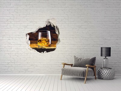 Sticker mural effet trou Un verre de whisky avec des glaçons