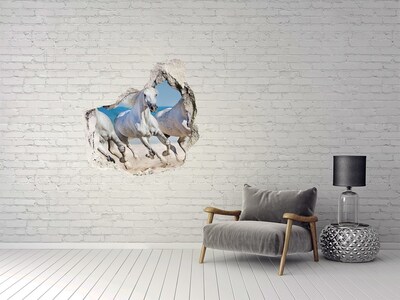 Sticker mural effet trou Chevaux blancs sur la plage