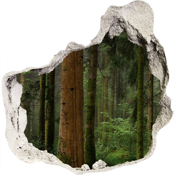 Autocollant à effet 3d trou Forêt verte dans un trou dans le mur