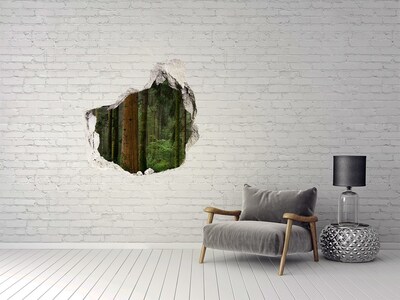 Autocollant à effet 3d trou Forêt verte dans un trou dans le mur