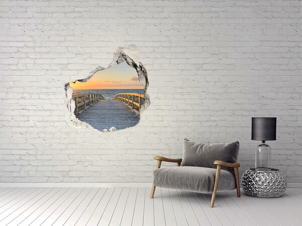 Sticker mural effet trou Coucher de soleil sur la mer