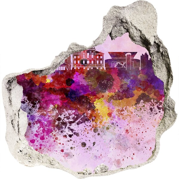 Sticker mural effet trou Vue colorée de la ville