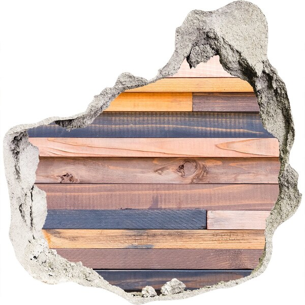 Sticker mural effet trou Mur en bois à travers un trou