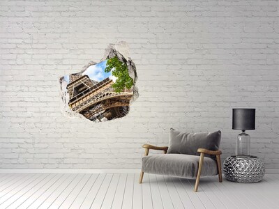 Autocollant à effet 3d trou La tour Eiffel à Paris