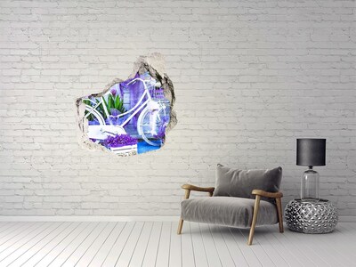 Sticker mural effet trou Un vélo dans un jardin rempli de fleurs