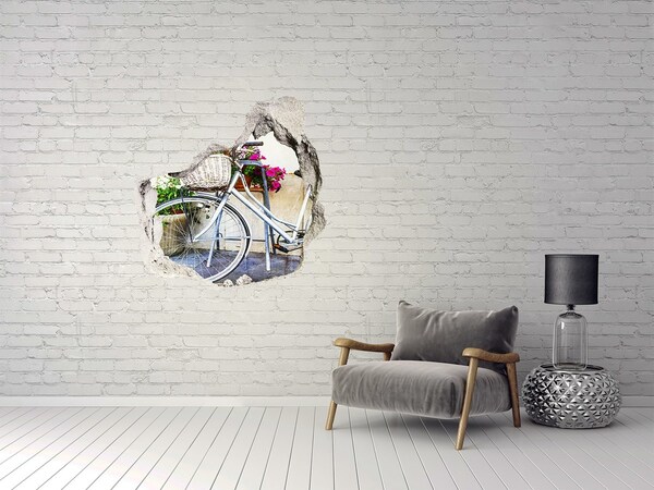 Autocollant à effet 3d trou Un vélo dans un cadre floral