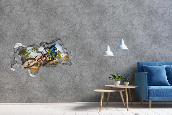 Sticker trou dans le mur Motocross en action