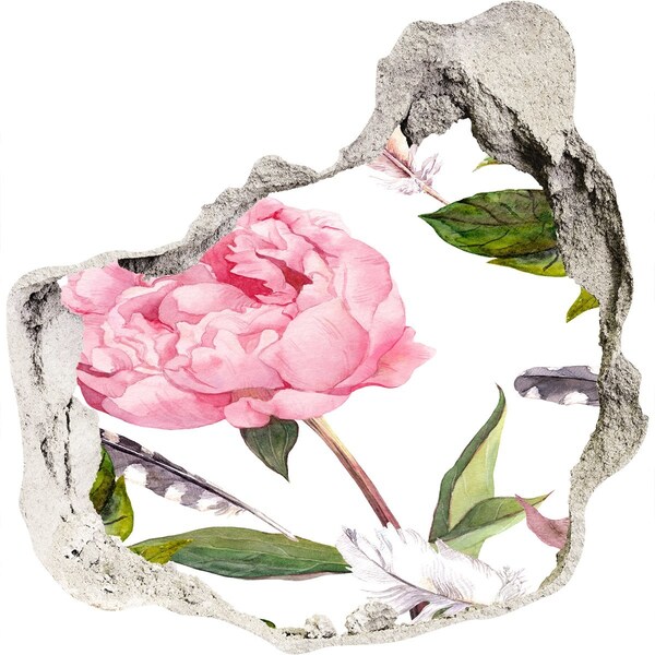 Autocollant mural trou Fresque florale à travers un trou dans le mur