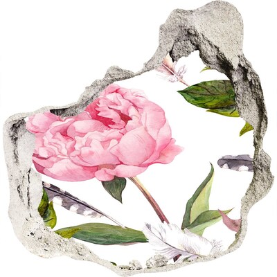 Autocollant mural trou Fresque florale à travers un trou dans le mur