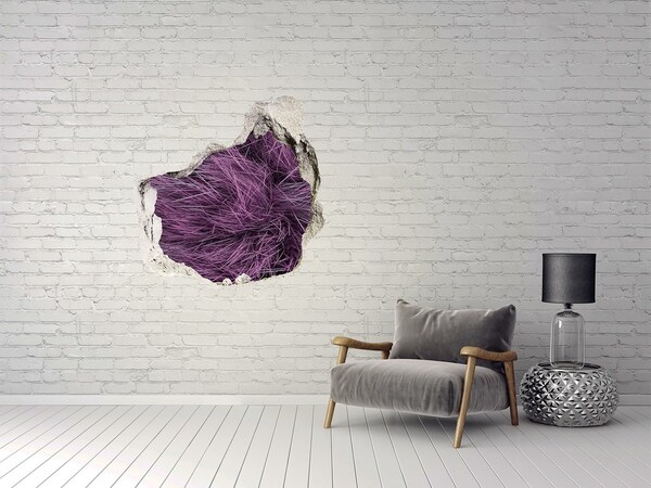 Autocollant à effet 3d trou De l'herbe violette dans un trou dans le mur