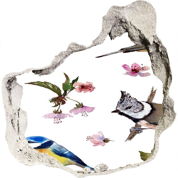 Sticker mural effet trou Paysage printanier avec des oiseaux