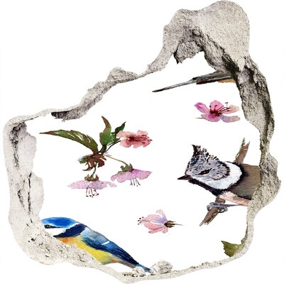 Sticker mural effet trou Paysage printanier avec des oiseaux