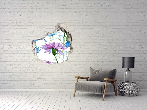 Autocollant à effet 3d trou Peinture murale florale Hole in the Wall