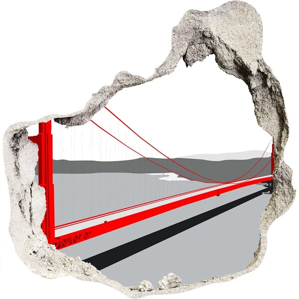 Sticker mural effet trou Le Golden Gate Bridge en Californie