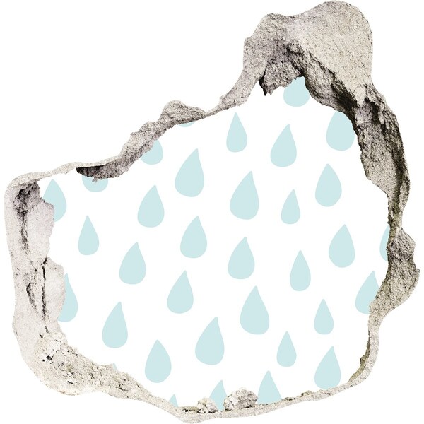 Autocollant à effet 3d trou Des gouttes de pluie derrière le mur