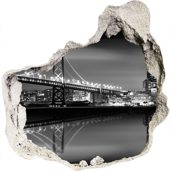 Sticker mural effet trou Le Golden Gate Bridge la nuit