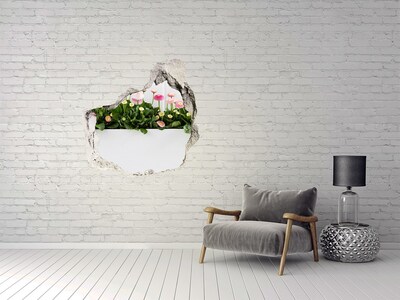 Autocollant à effet 3d trou Jardin fleuri « Trou dans le mur »