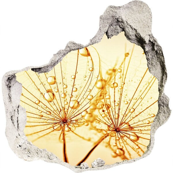 Autocollant à effet 3d trou Fleurs dorées dans le béton