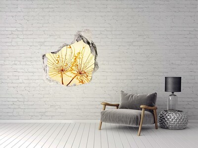 Autocollant à effet 3d trou Fleurs dorées dans le béton