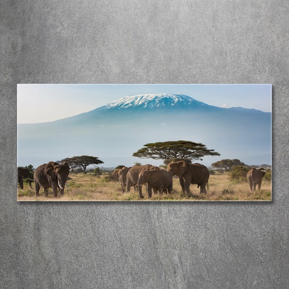Tableau acrylique Eléphants du Kilimandjaro