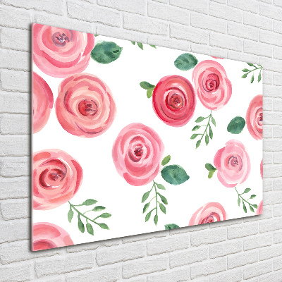 Tableau verre acrylique Roses fleurs