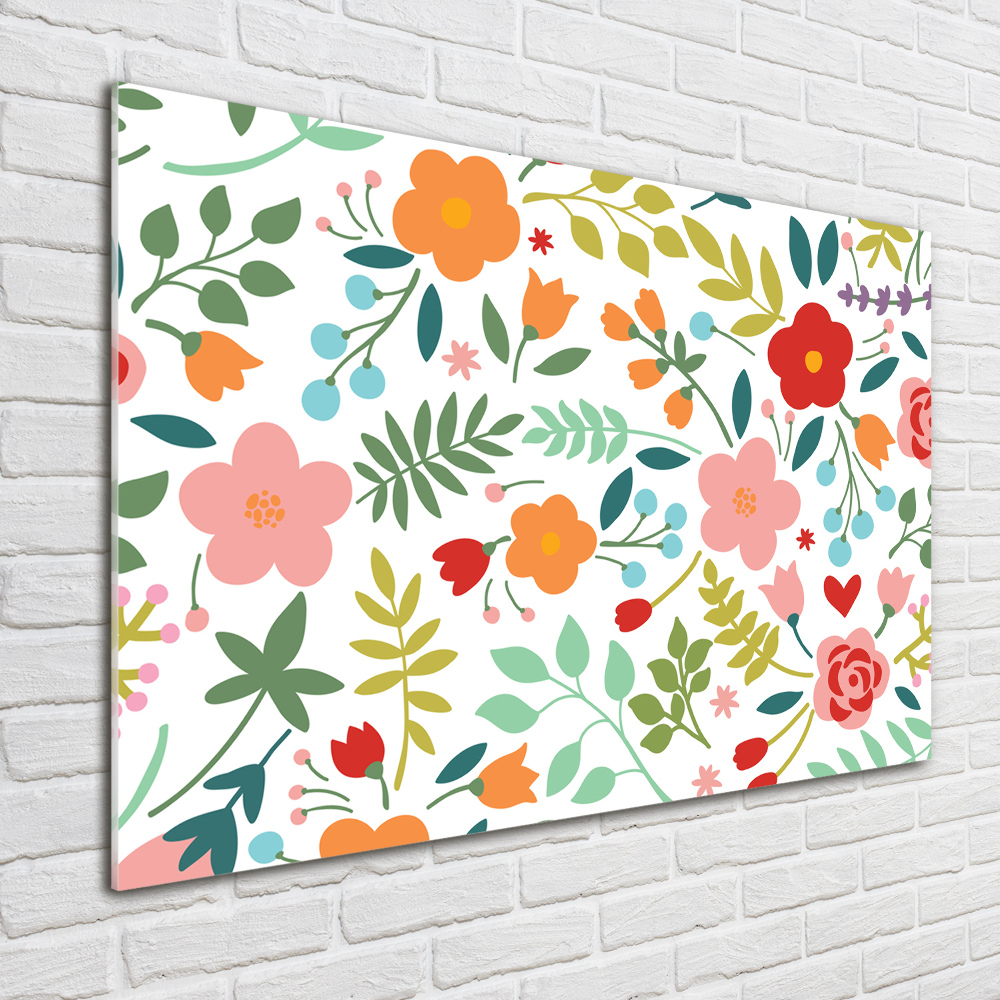 Tableau sur verre acrylique Illustration de fleurs