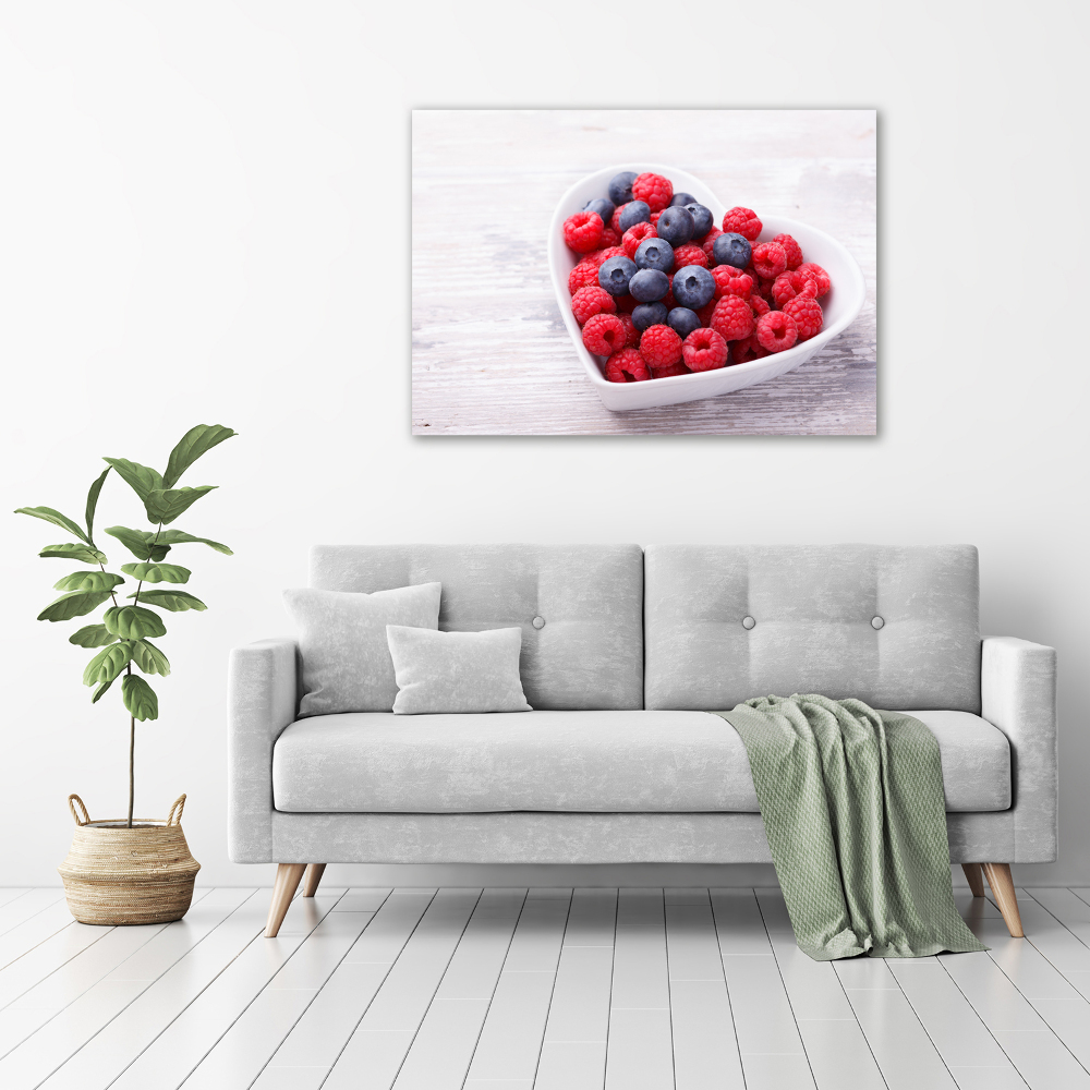 Acrylique tableau Framboises et myrtilles