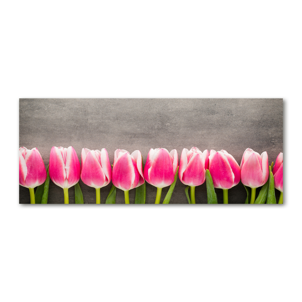 Tableau sur verre acrylique Tulipes roses