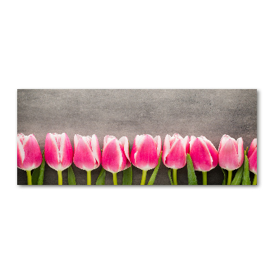 Tableau sur verre acrylique Tulipes roses