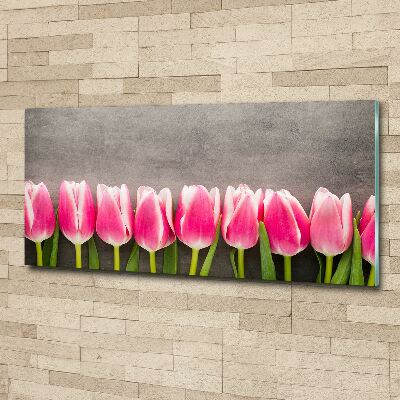 Tableau sur verre acrylique Tulipes roses