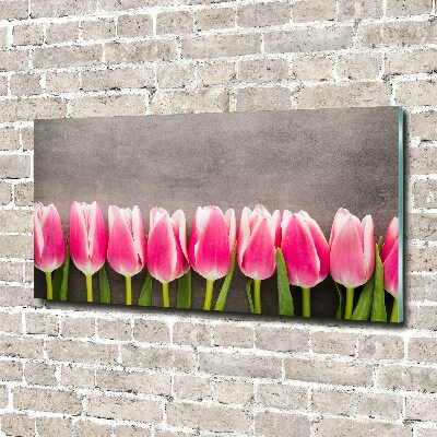 Tableau sur verre acrylique Tulipes roses