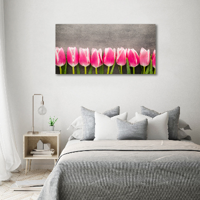 Tableau sur verre acrylique Tulipes roses