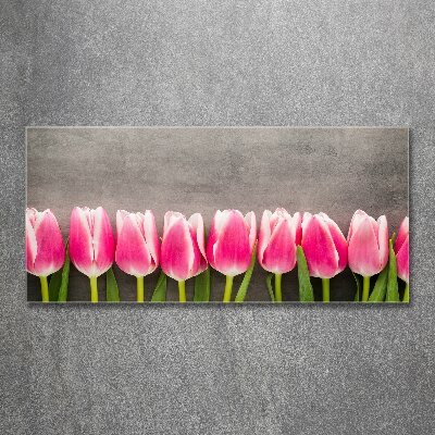 Tableau sur verre acrylique Tulipes roses