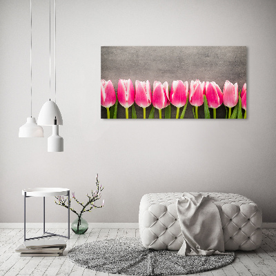 Tableau sur verre acrylique Tulipes roses