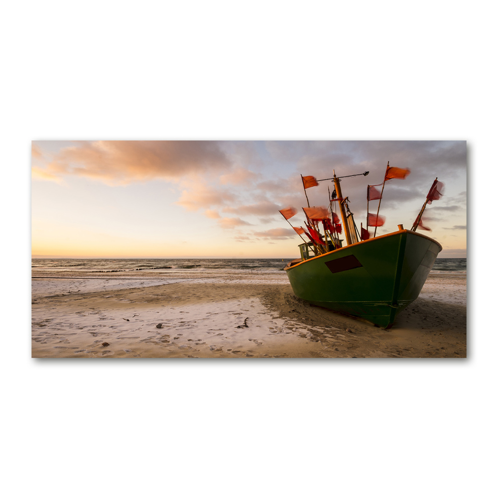 Tableau en acrylique Bateau de pêche sur la plage