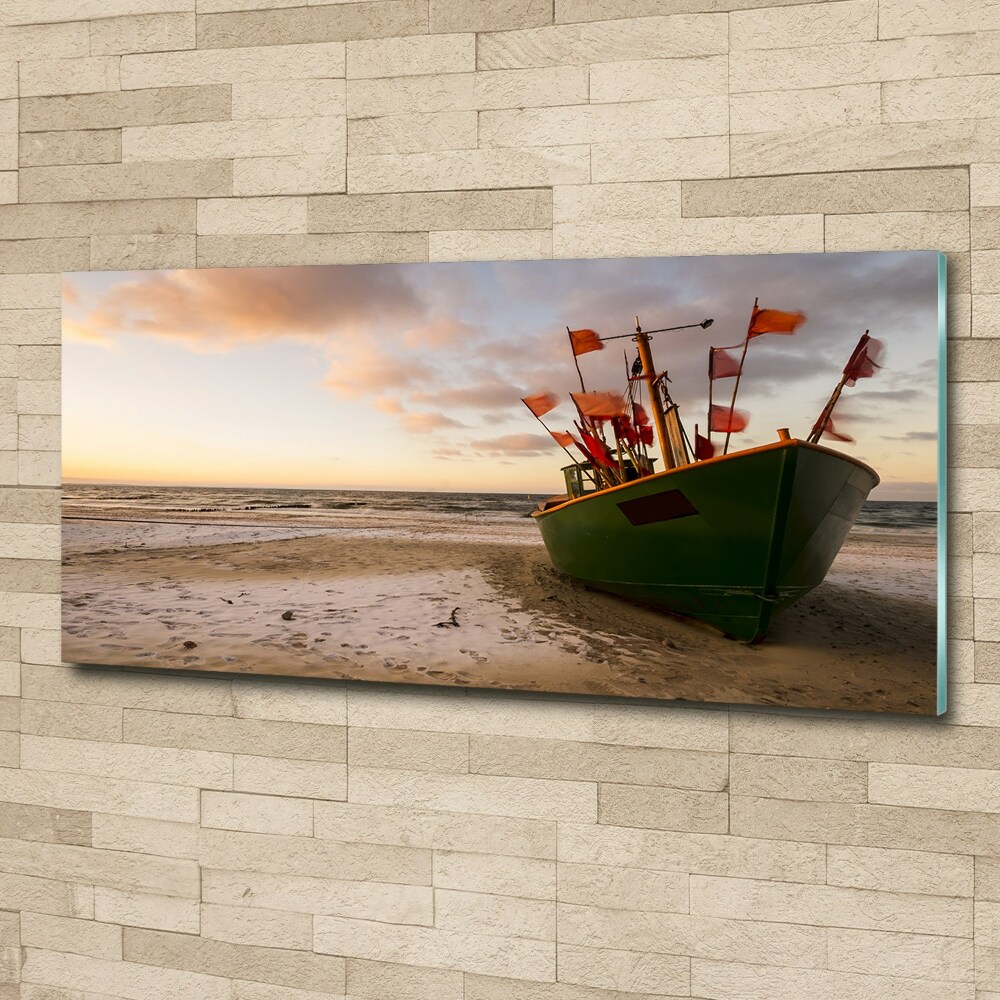 Tableau en acrylique Bateau de pêche sur la plage