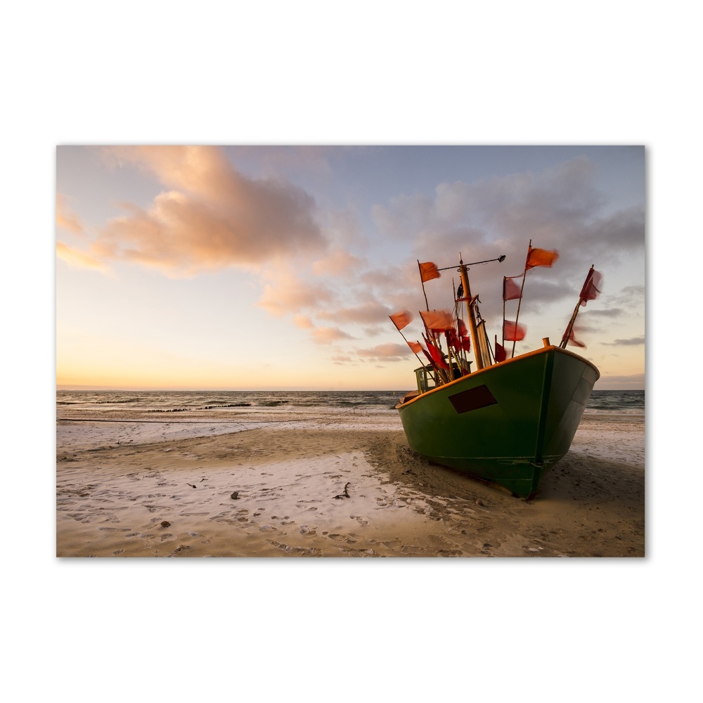 Tableau en acrylique Bateau de pêche sur la plage