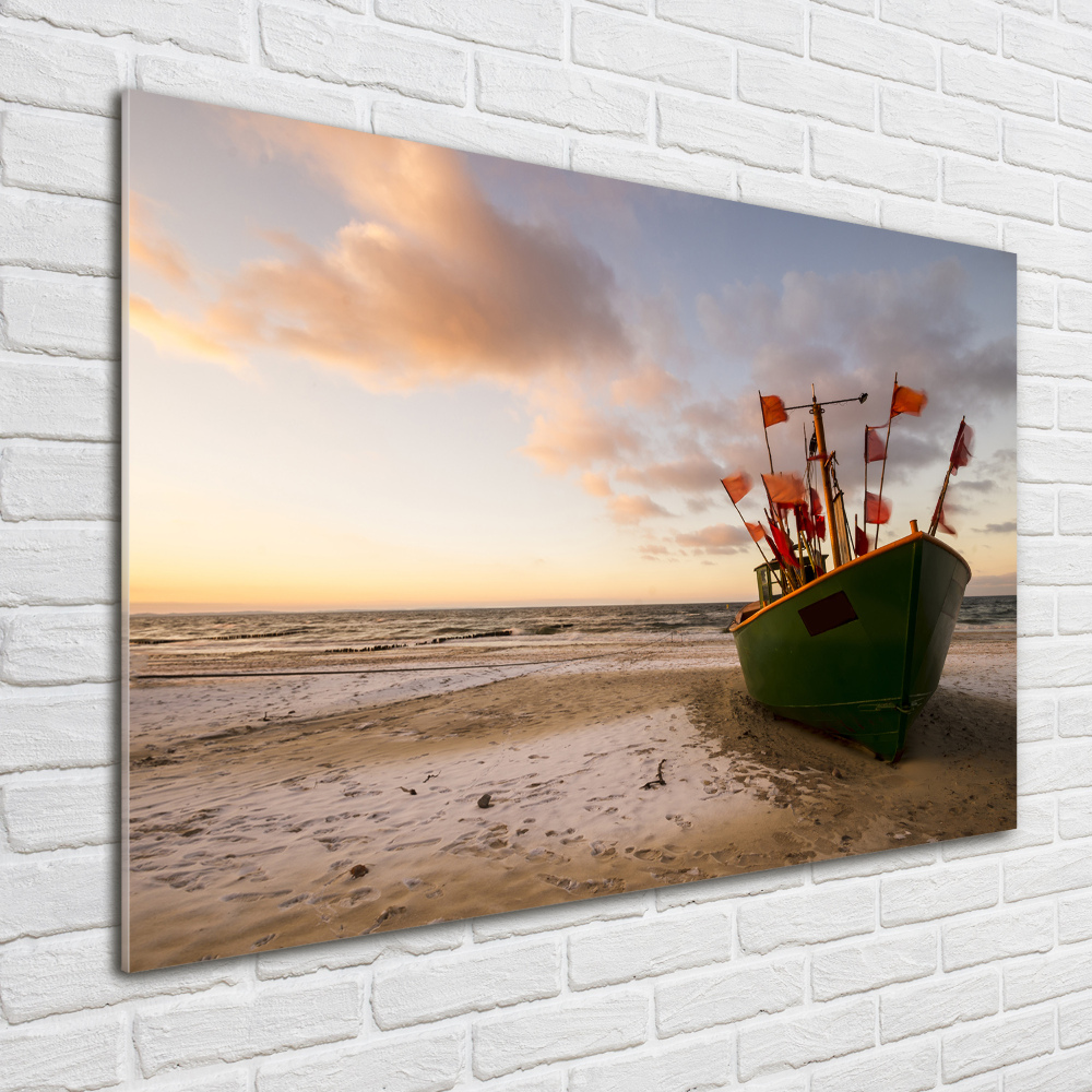 Tableau en acrylique Bateau de pêche sur la plage