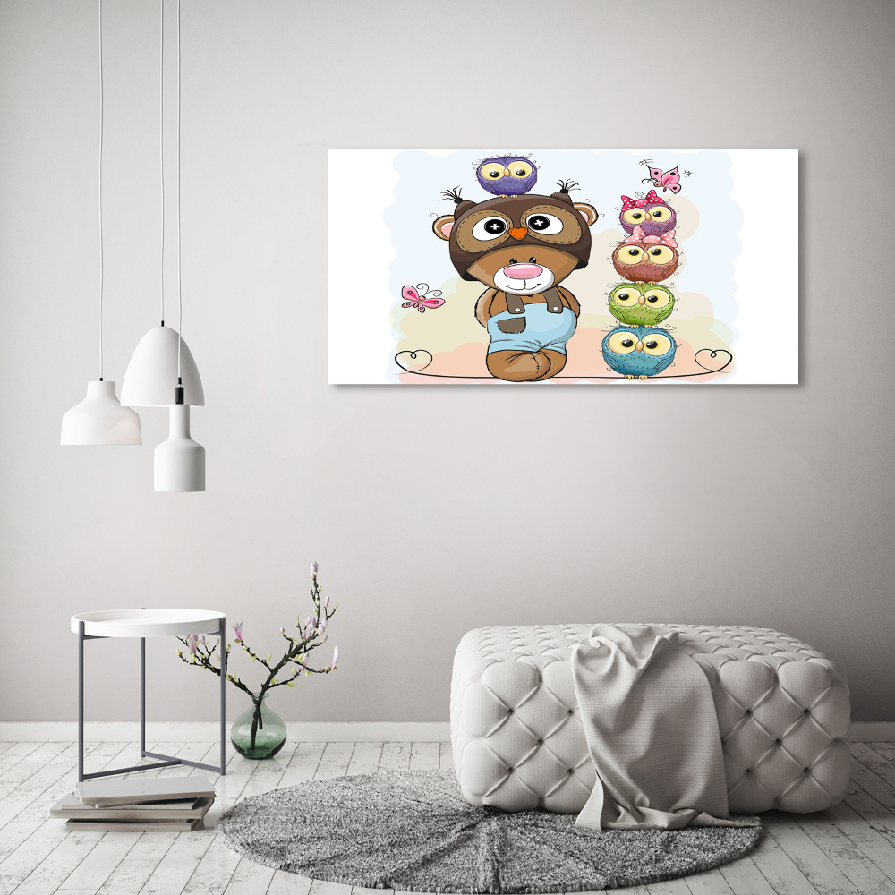 Tableau en acrylique Ours en peluche et hiboux