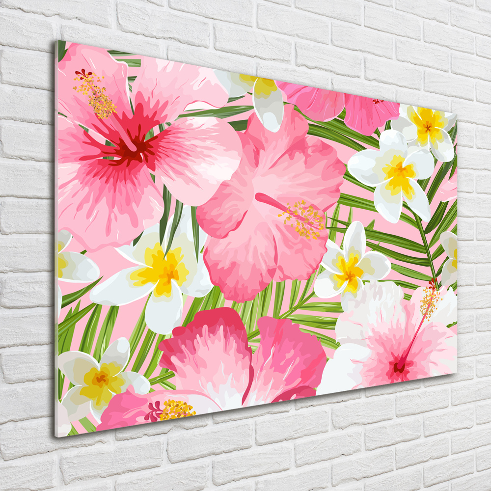 Tableau sur verre acrylique Les fleurs tropicales