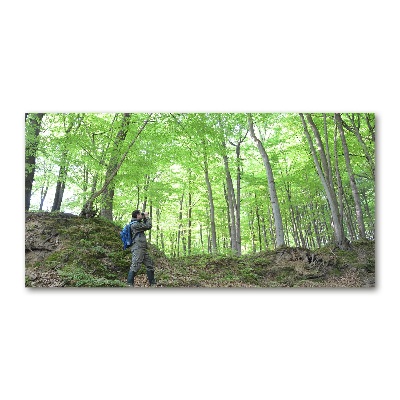 Tableau verre acrylique Ornithologue dans la forêt