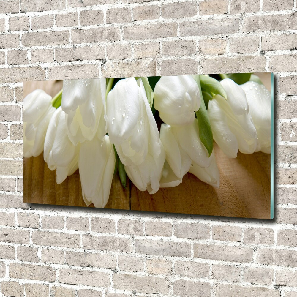 Tableau verre acrylique Tulipes blanches