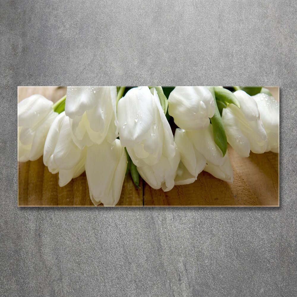 Tableau verre acrylique Tulipes blanches